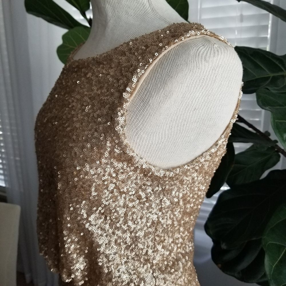 Sorella Vita Sequins Gold Backless Gown Size 8 - Picture 8 of 16